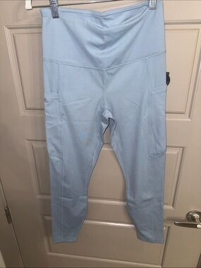 Yogalicious Light Blue High-Waist Leggings with Side Pockets